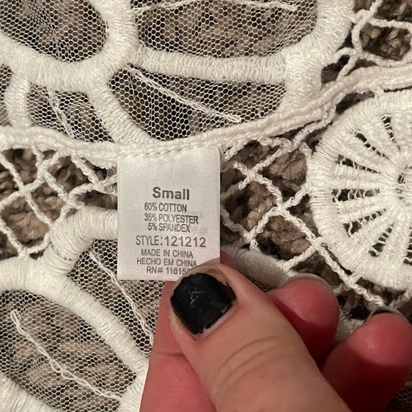 Poof apparel nwt white crocheted long vest cardigan - Picture 6 of 9